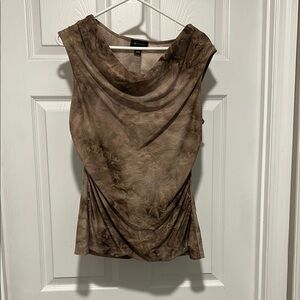 Brown Sleeveless Drape Top